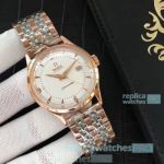 Replica Omega Seamaster Automatic White Dial 2-Tone Rose Gold Watch